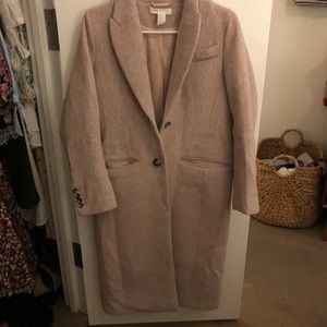 Blush H&M Long 2 Button Pea Coat